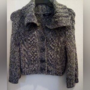 Express Elegant Cropped Wool Blend Knit Gray Cardigan Sweater Size XS Cozy